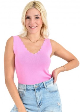 Potre OR - Γυναικείο Plus Size πλεκτό τοπ Ροζ 26605