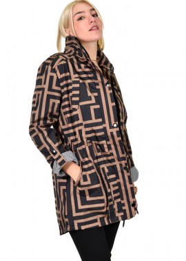 Potre OR - Καπαρντίνα με σχέδιο και φερμουάρ Μαύρο 17633