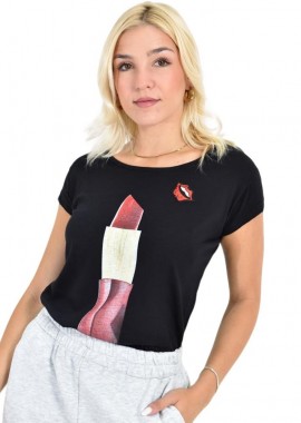 First Woman - T-shirt με τύπωμα Μαύρο 26609