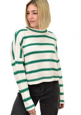 Potre OR - Γυναικεία μπλούζα πλεκτή ριγέ Πράσινο 18691