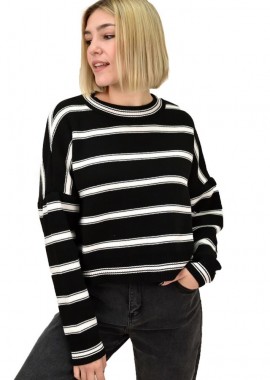 Potre OR - Γυναικεία μπλούζα πλεκτή ριγέ Μαύρο 18692