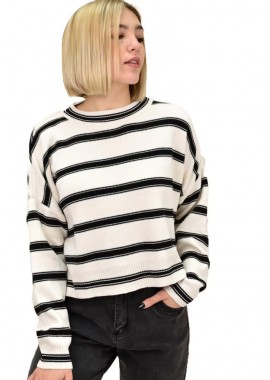 Potre OR - Γυναικεία μπλούζα πλεκτή ριγέ Εκρού 18694