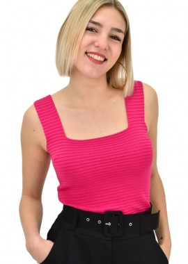 Potre OR - Γυναικείο τοπ αμάνικο με σχέδιο Φούξια 19204