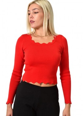 Potre OR - Γυναικείο τοπ με σχέδιο στην λαιμόκομψη Κόκκινο 25896