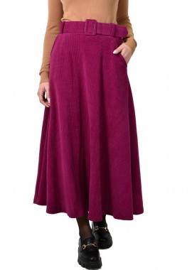 Potre OR - Γυναικεία φούστα κοτλέ με ζώνη Ματζέντα 22584
