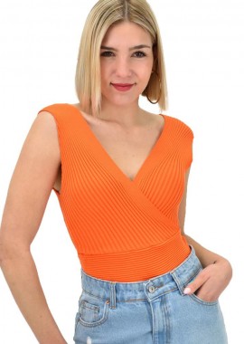 Potre OR - Γυναικείο πλεκτό τοπ κρουαζέ Πορτοκαλί 19192