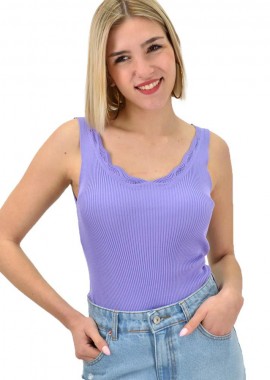 Potre OR - Γυναικέιο πλεκτό τοπ με διάτρητο σχέδιο Λιλά 10231