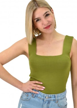 Potre OR - Γυναικείο τοπ αμάνικο με σχέδιο Πράσινο 19187