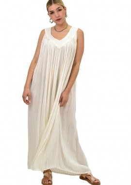 Potre OR - Γυναικείο αμάνικο καφτάνι Εκρού 20397