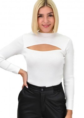 Potre OR - Γυναικείο τοπ με άνοιγμα στο μπούστο Λευκό 22192