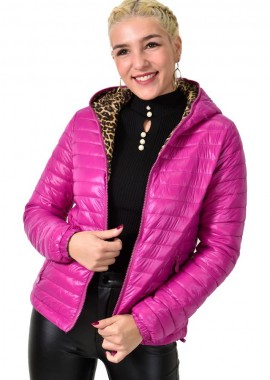 Potre OR - Γυναικείο καπιτονέ ντουμπλφας animal print Φούξια 22467