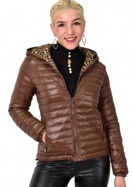 Potre OR - Γυναικείο καπιτονέ ντουμπλφας animal print Καφέ 22466