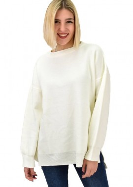 Potre OR - Γυναικεία πλεκτή μπλούζα πουλόβερ μονόχρωμη Εκρού 18768