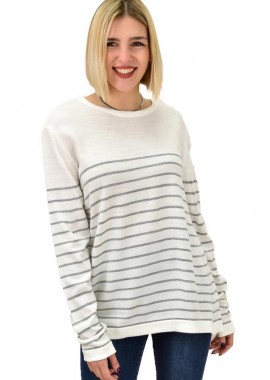 Potre OR - Γυναικείο πλεκτό με λεπτές ρίγες Γκρι 18766