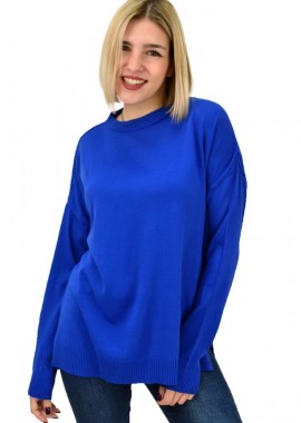 Potre OR - Γυναικείο πλεκτό μονόχρωμο Μπλε Ρουά 18776