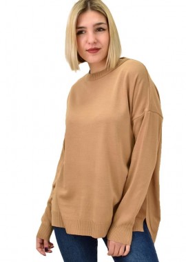 Potre OR - Γυναικείο πλεκτό μονόχρωμο Μπεζ 18775