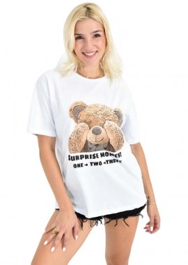 Potre OR - T-shirt με Στάμπα & Τρουκς Λευκό 26638