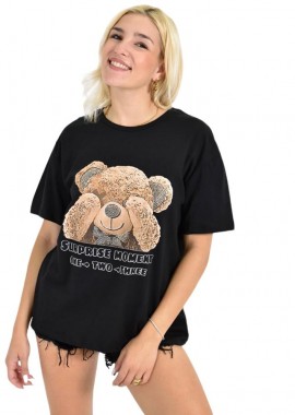 Potre OR - T-shirt με Στάμπα & Τρουκς Μαύρο 26637