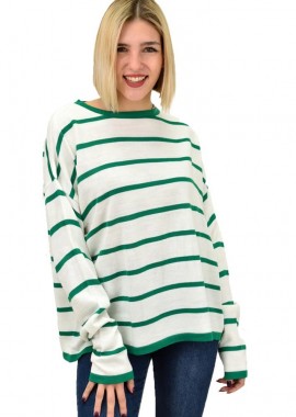 Potre OR - Γυναικείο πλεκτό ριγέ Πράσινο 18785