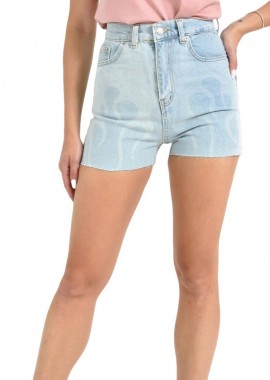 Potre OR - Ψηλόμεσο Denim Σορτς με Flame Σχέδιο Τζιν 26735