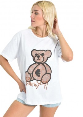 Potre OR - T-shirt με Στάμπα & Τρουκς Λευκό 26636