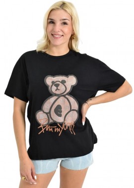 Potre OR - T-shirt με Στάμπα & Τρουκς Μαύρο 26635