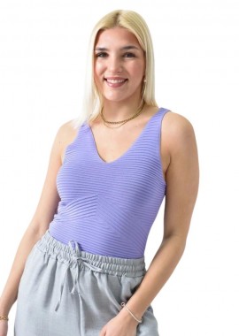 Potre OR - Γυναικείο πλεκτό τοπ με ανάγλυφο σχέδιο Λιλά 26263