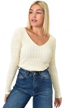 Potre OR - Γυναικείο τοπ με διάτρητο σχέδιο Εκρού 25944