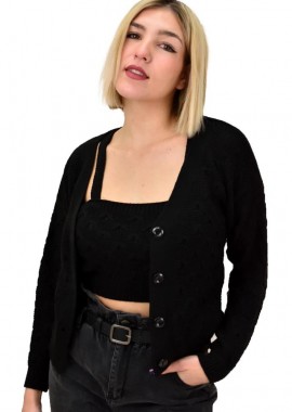 Potre OR - Γυναικείο σετ πλεκτό Μαύρο 9576