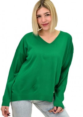 Potre OR - Γυναικεία πλεκτή μπλούζα μονόχρωμη Πράσινο 18829