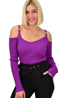 Potre OR - Γυναικείο τοπ με έξω ώμους και τιράντες Ματζέντα 22230