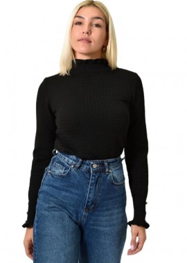 Potre OR - Πλεκτό με στρας στο μανίκι Μαύρο 25991