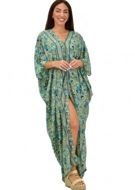 Potre OR - Γυναικείο μεταξωτό boho plus size Φυστικί 21652