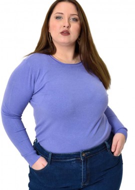 Potre OR - Πλεκτή basic μπλούζα plus size Μωβ 22773