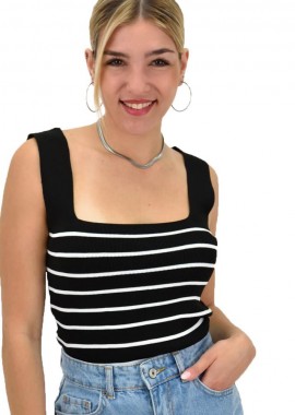 Potre OR - Γυναικείο τοπ με ρίγες Μαύρο 19983