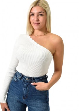 Potre OR - Πλεκτό τοπ με έναν ώμο Λευκό 26005