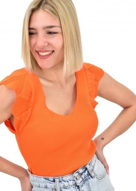 Potre OR - Γυναικείο τοπ με σχέδιο στο μανίκι Πορτοκαλί 19402