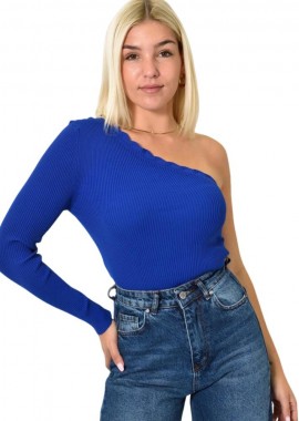 Potre OR - Πλεκτό τοπ με έναν ώμο Μπλε Ρουά 25996