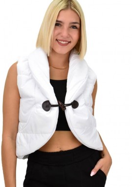 Potre OR - Γυναικείο αμάνικο μπουφάν μοντγκόμερι Λευκό 12767