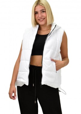 Potre OR - Γυναικείο αμάνικο μπουφάν με κουκούλα Λευκό 21761