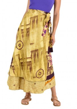 Potre OR - Μακριά Φούστα Boho με Εμπριμέ Σχέδια Μπεζ 26791