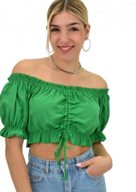 Potre OR - Γυναικείο crop τοπ μονόχρωμο Πράσινο 15834