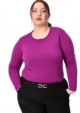 Potre OR - Πλεκτή basic μπλούζα plus size Ματζέντα 22769