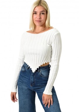 Potre OR - Ριπ τοπ κοντό με μακρύ μανίκι Λευκό 25969