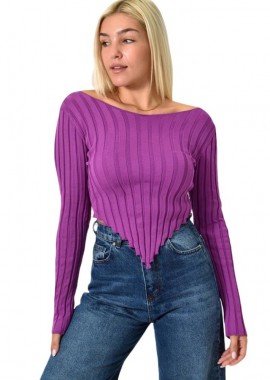 Potre OR - Ριπ τοπ κοντό με μακρύ μανίκι Ματζέντα 25965