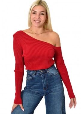 Potre OR - Γυναικείο Plus τοπ με έξω ώμο Μπορντώ 25993