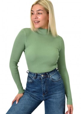 Potre OR - Πλεκτό τοπ με ψηλό λαιμό Φυστικί 25948