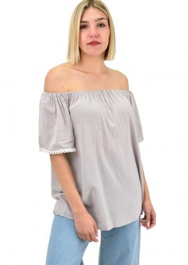 Potre OR - Γυναικεία μπλούζα με τρέσα Γκρι 19414