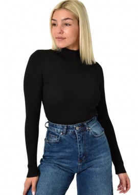 Potre OR - Πλεκτό τοπ με ψηλό λαιμό Μαύρο 25949