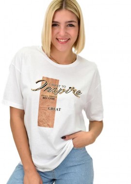 Potre OR - Γυναικείο T-shirt με σχέδιο Λευκό 22268